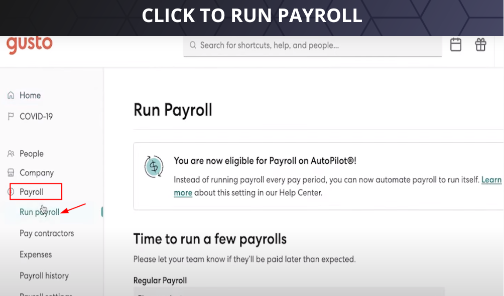 Click to run payroll