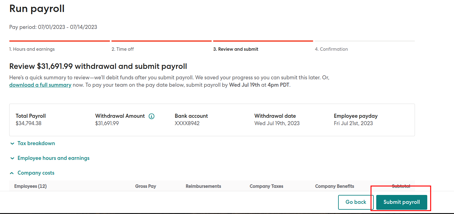 submit payroll