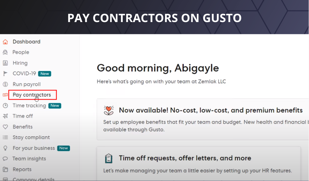 pay contractors in gusto