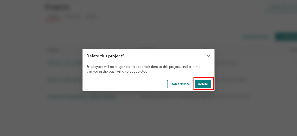 Delete the project