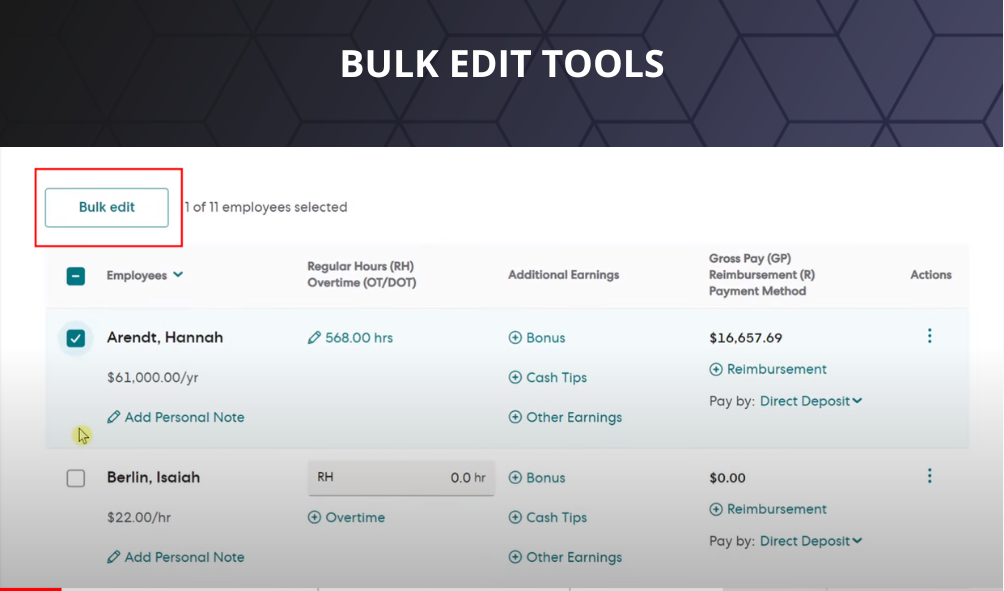 Bulk edit tools