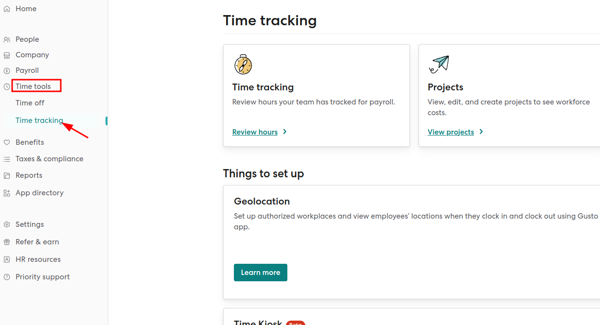Time tracking in gusto payroll