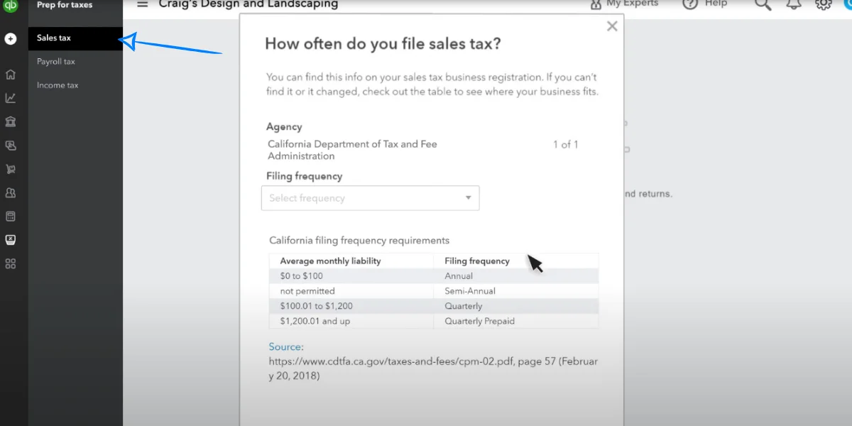 Accountant View sales taxes